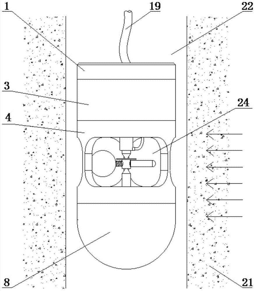 A groundwater flow velocity flow direction single hole measuring device