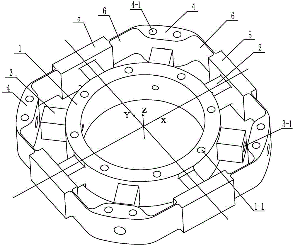 A cross-beam type six-dimensional force sensor elastic body