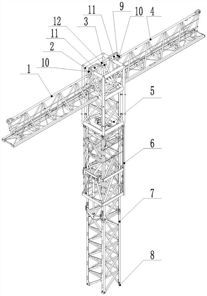 Integral self-lifting device for upper equipment of tower crane