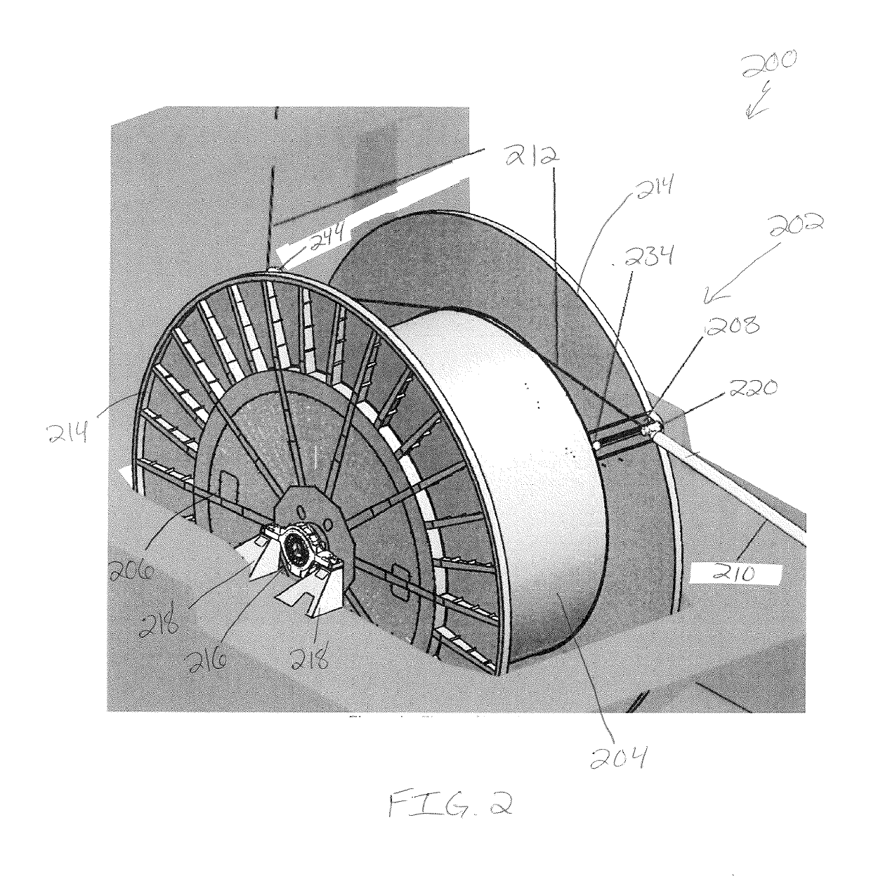 Pipelay reel with flange chute