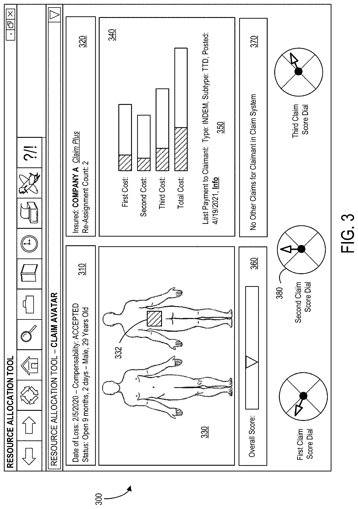 Interactive user interface for insurance claim handlers including identifying insurance claim risks and health scores