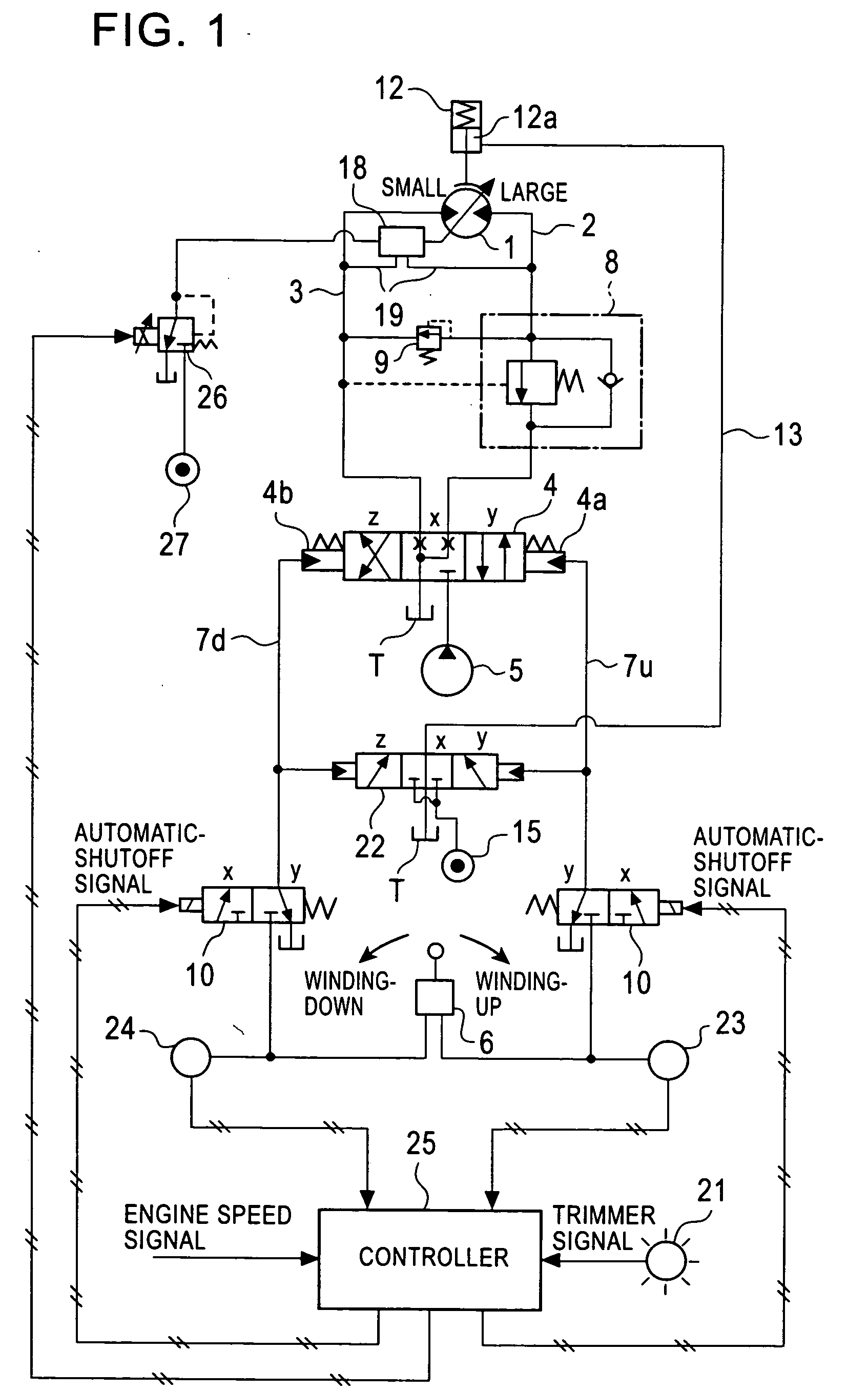 Control device for hydraulic winch