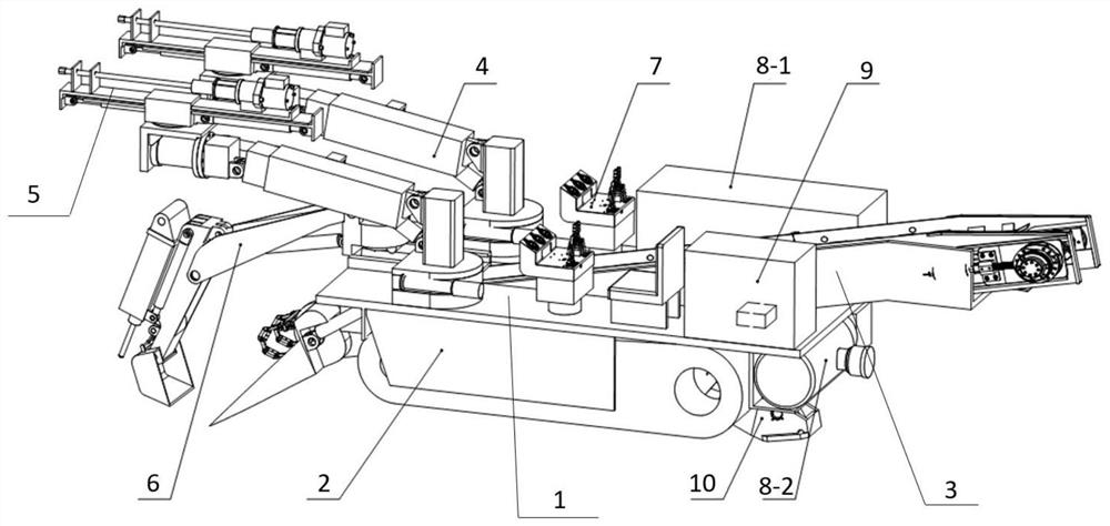 Drilling and loading vehicle for small-section roadway tunneling and working method