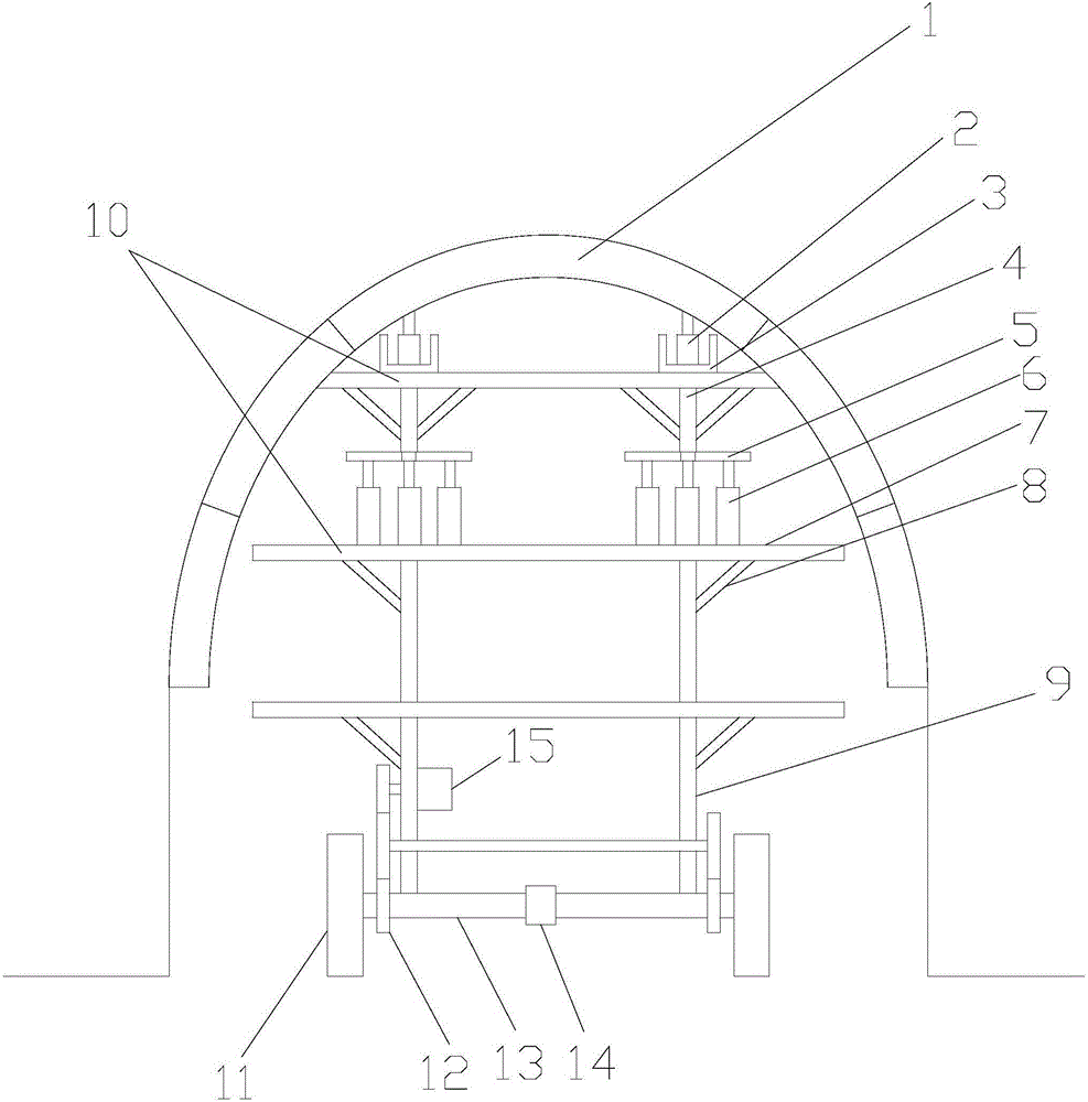 Movable steel arch bracing trolley