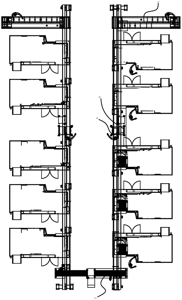 Automatic loading and unloading line for workpiece machine tool processing