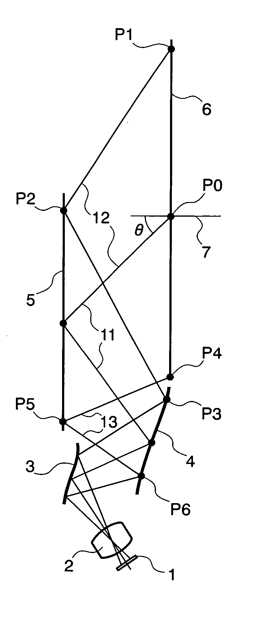 Projection image display apparatus and projection optical unit to be used therein