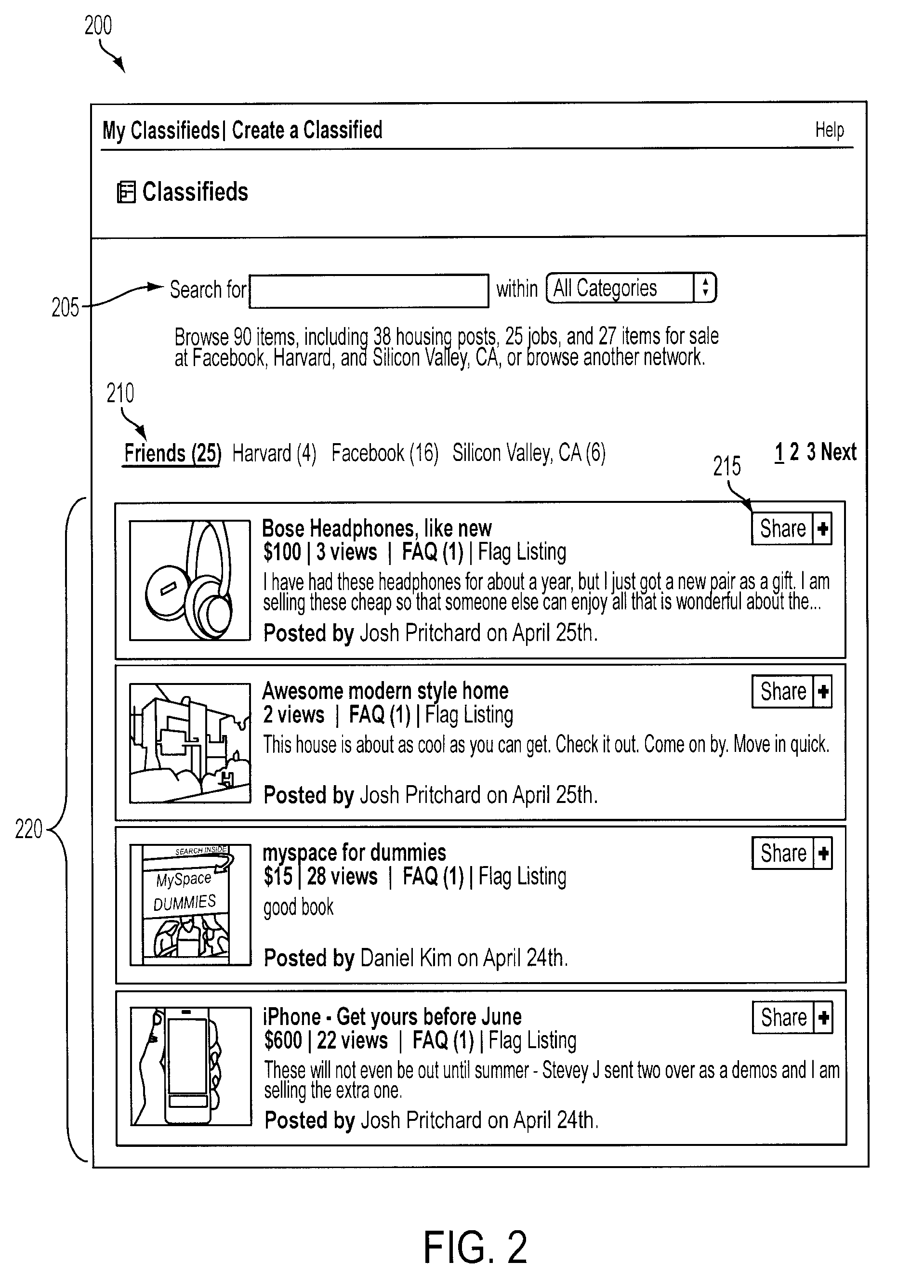 Systems and methods for classified advertising in an authenticated web-based social network