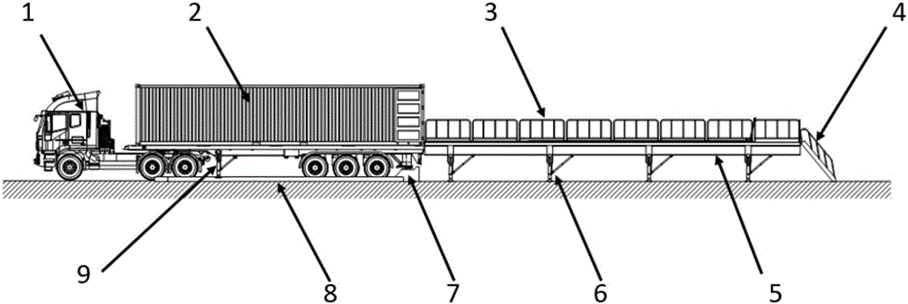 High platform container loading and unloading device and control method thereof