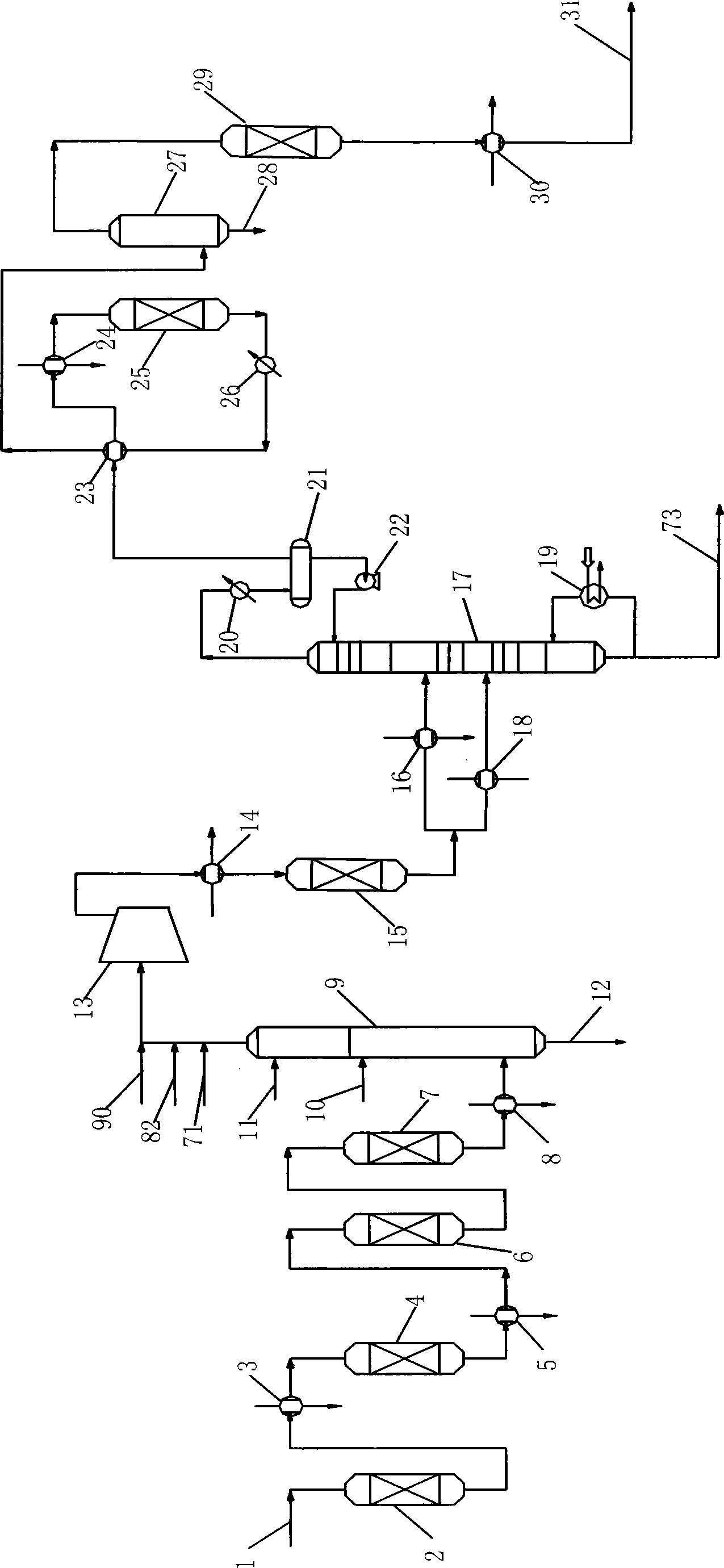 Separation method for preparing low-carbon olefin gas through methanol conversion