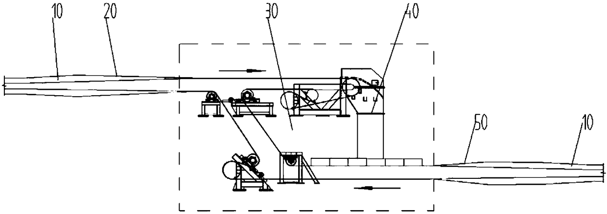 Tubular belt conveyor middle driving structure and tubular belt conveyor