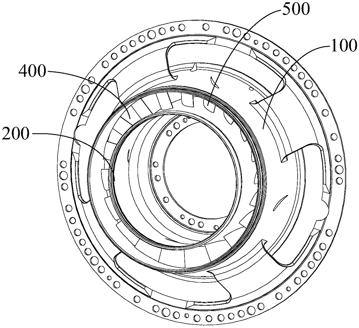 Middle receiver of turbine engine