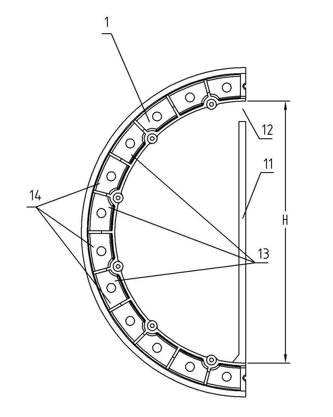 Large arc casting calibrating method