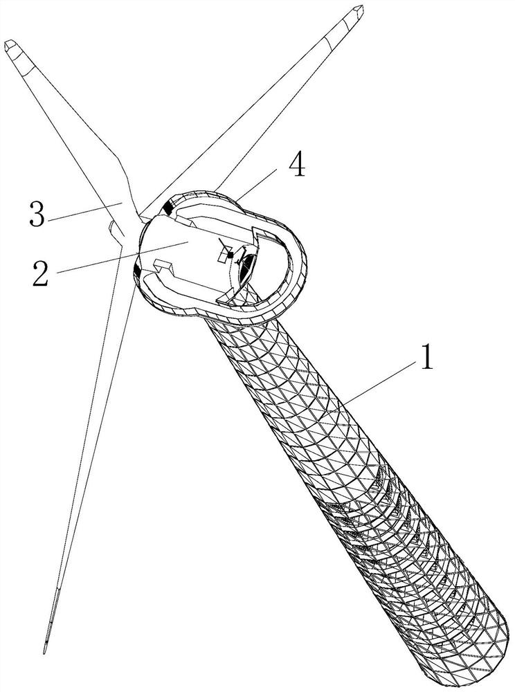 Large wind generating set with viewing platform