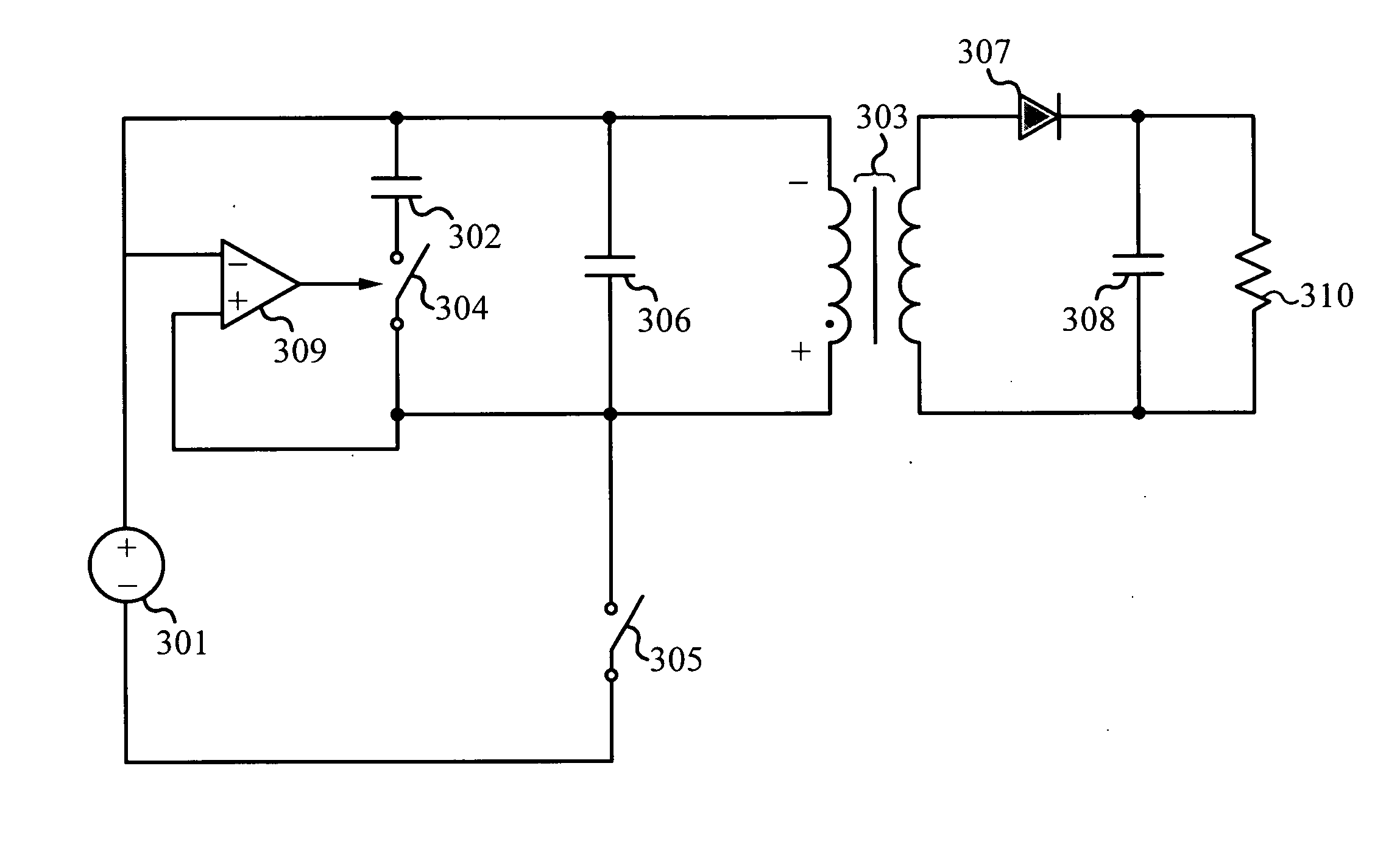 Two terminals quasi resonant tank circuit