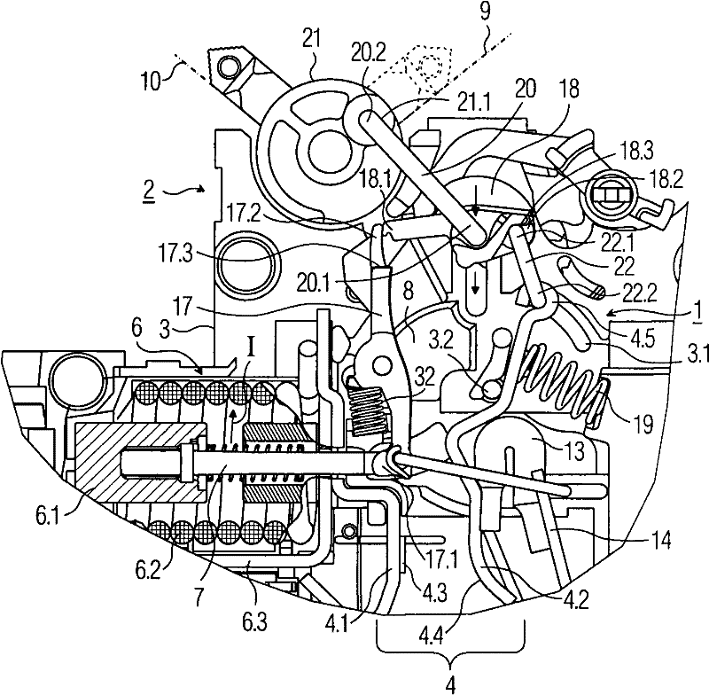 Switching device with actuating component