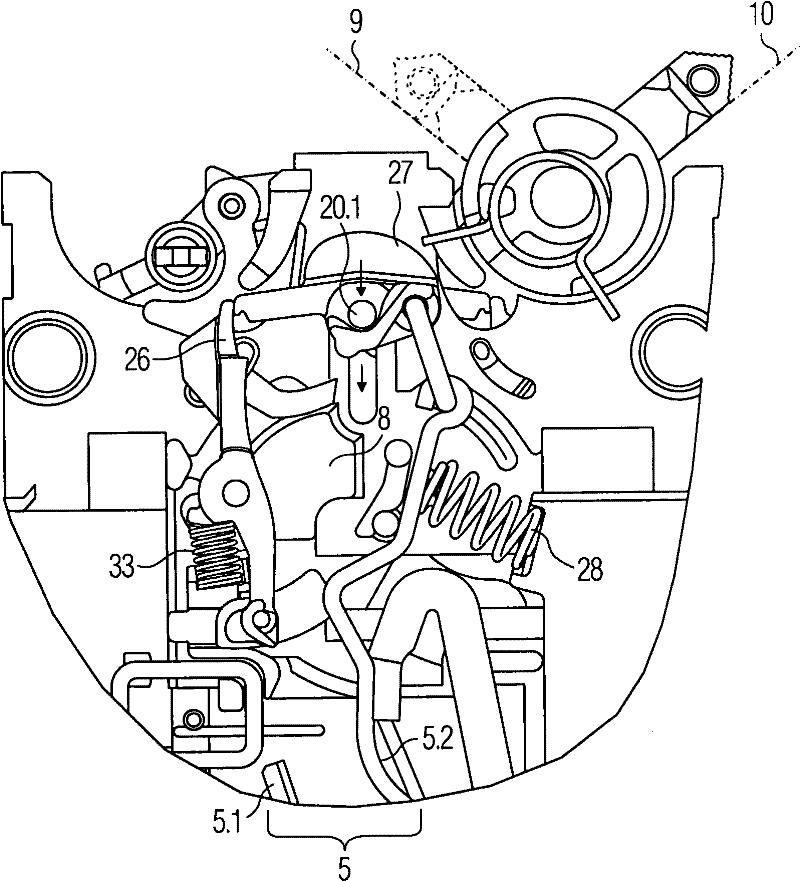 Switching device with actuating component