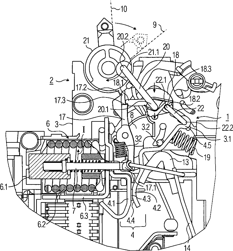 Switching device with actuating component