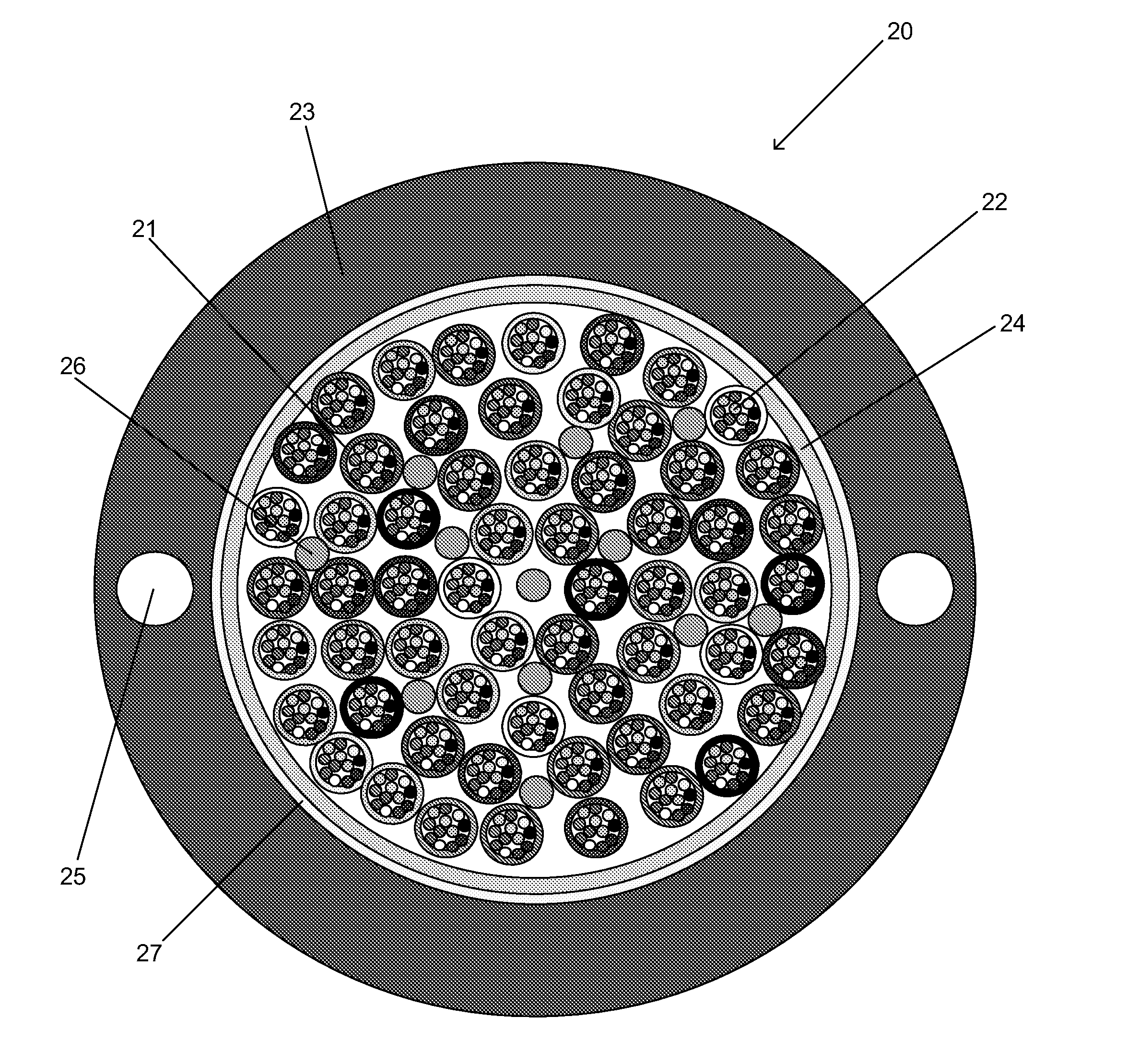 Optical-Fiber Cable Having High Fiber Count and High Fiber Density