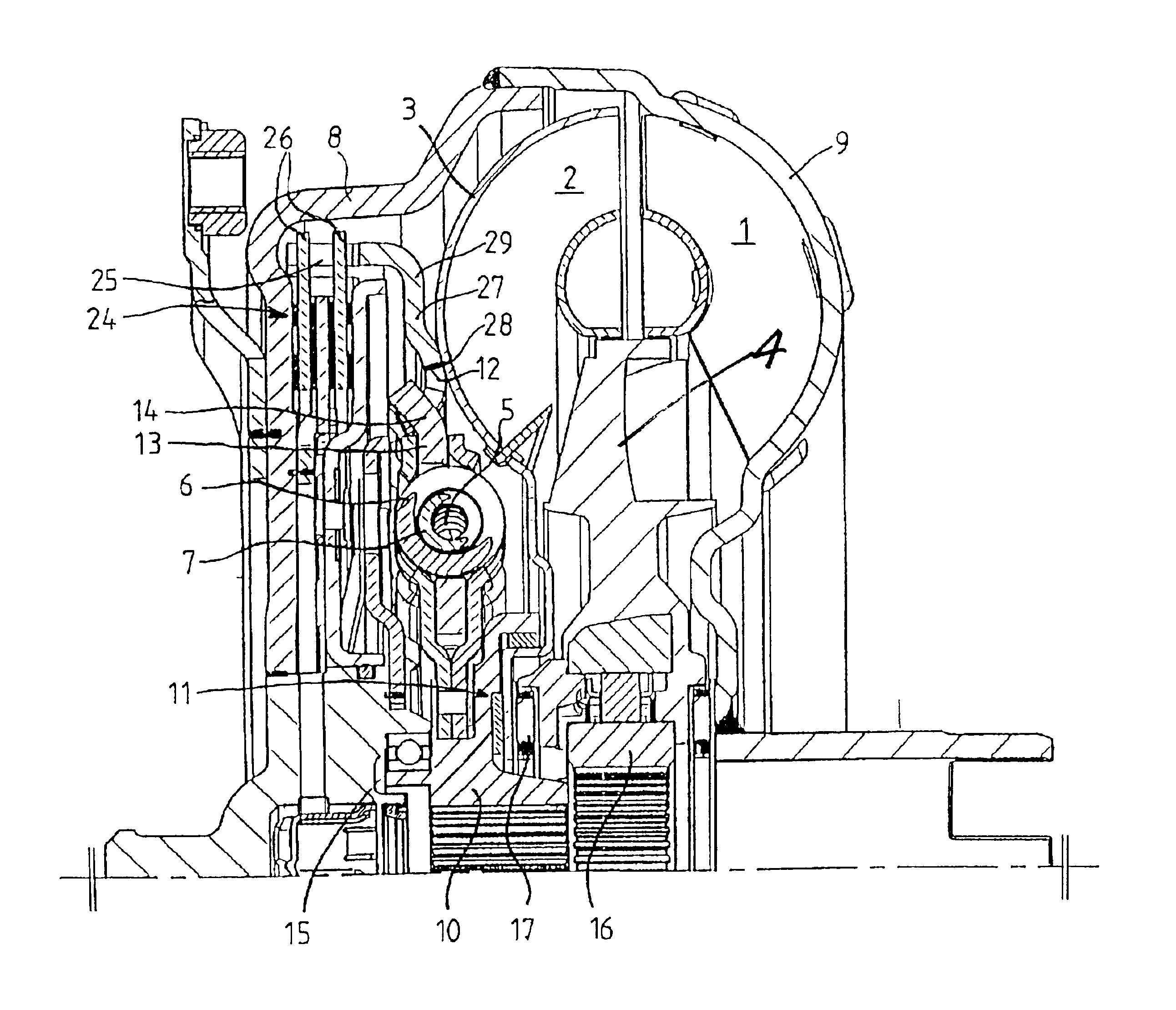 Hydraulic clutch with a turbine torsional vibration damper