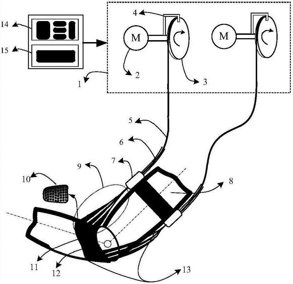 Flexible muscle tendon power assisting device for hinge joint of human body