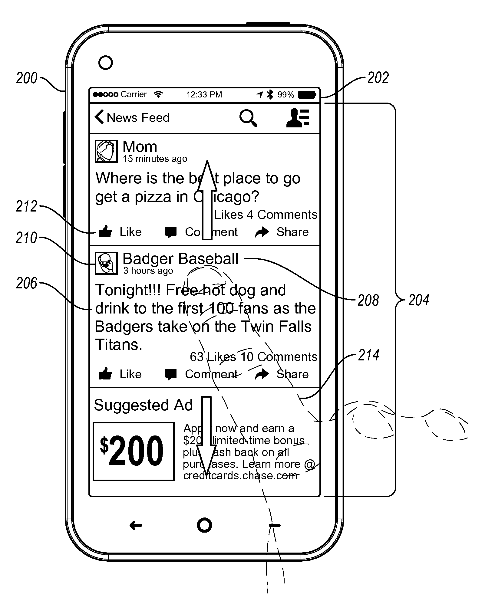 Navigating through content items on a computing device