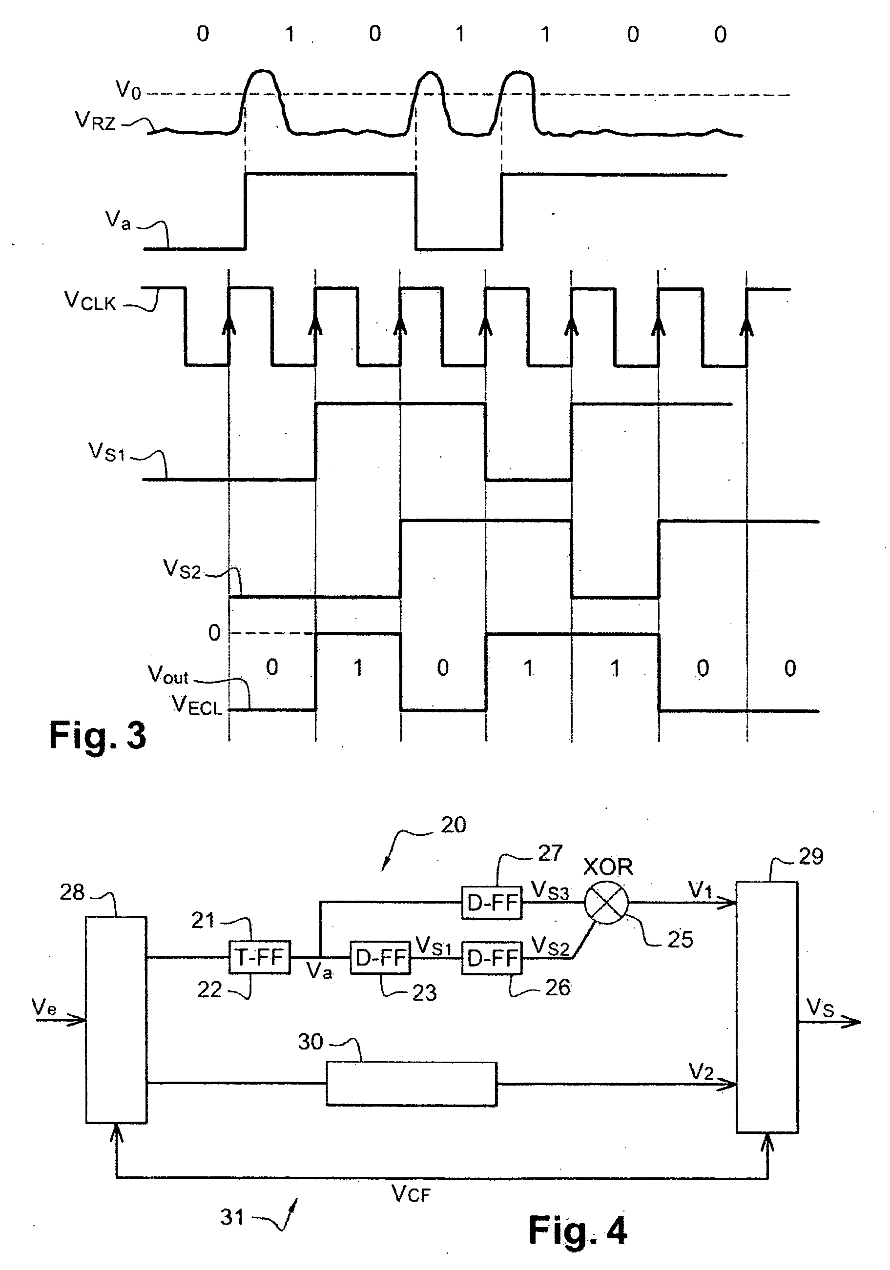 Device for converting a transmitted signal into a digital signal