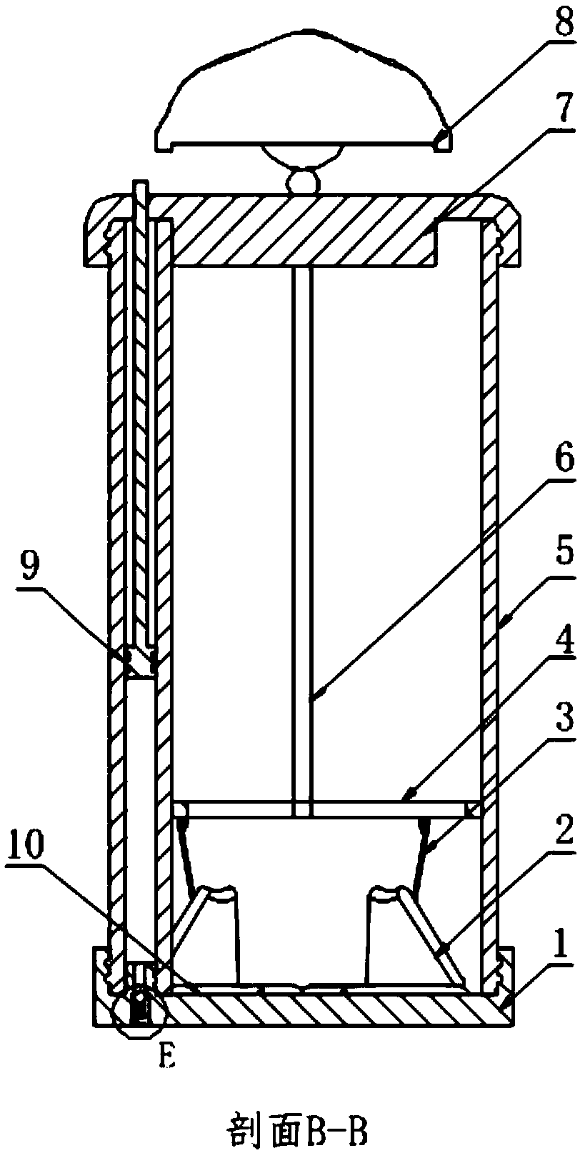 Bottle bottom inflow type water sample collecting device and method