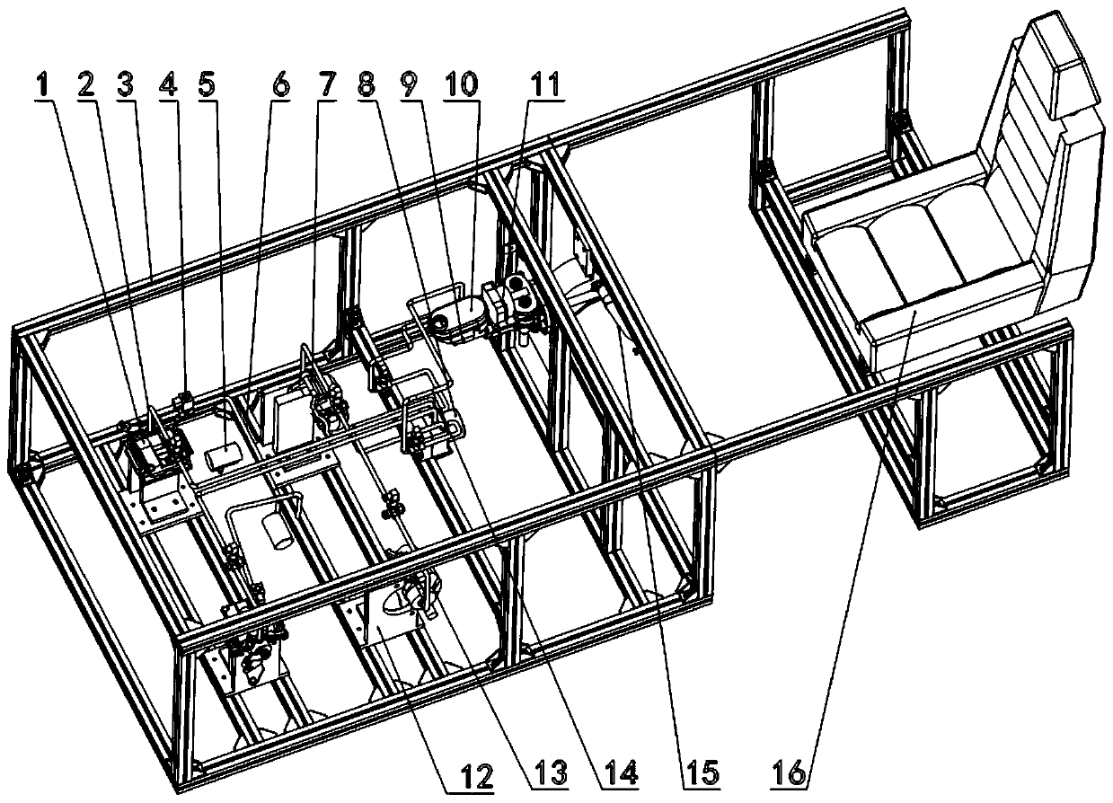 A hydraulic system automatic exhaust device and method for an electro-hydraulic brake test bench