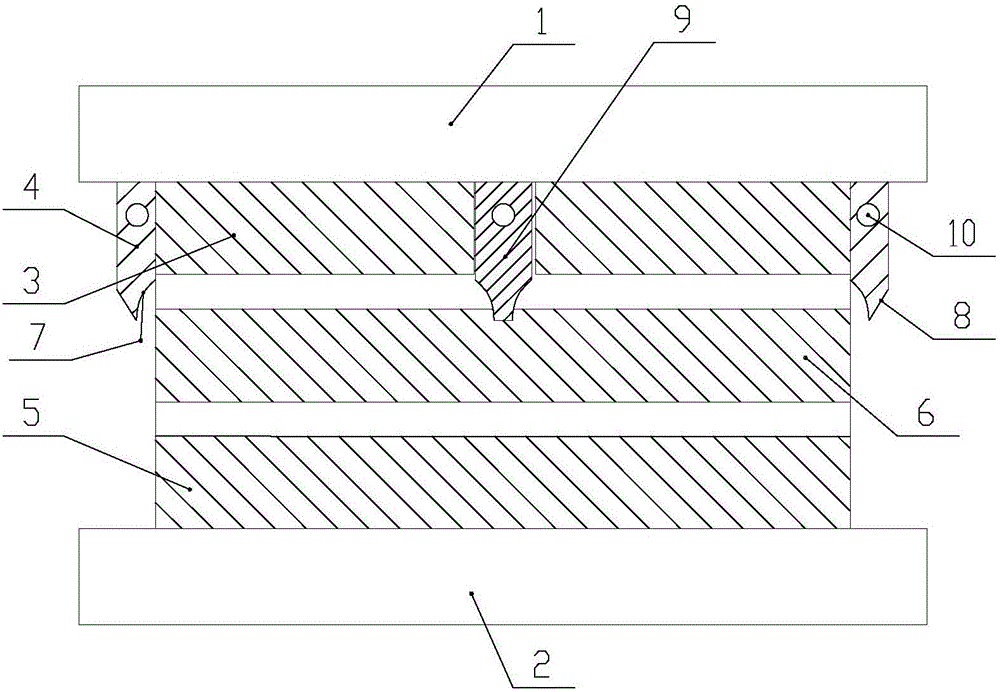 Mold pressing device for preparing PVC blocky mold-pressed floor board and preparation method thereof