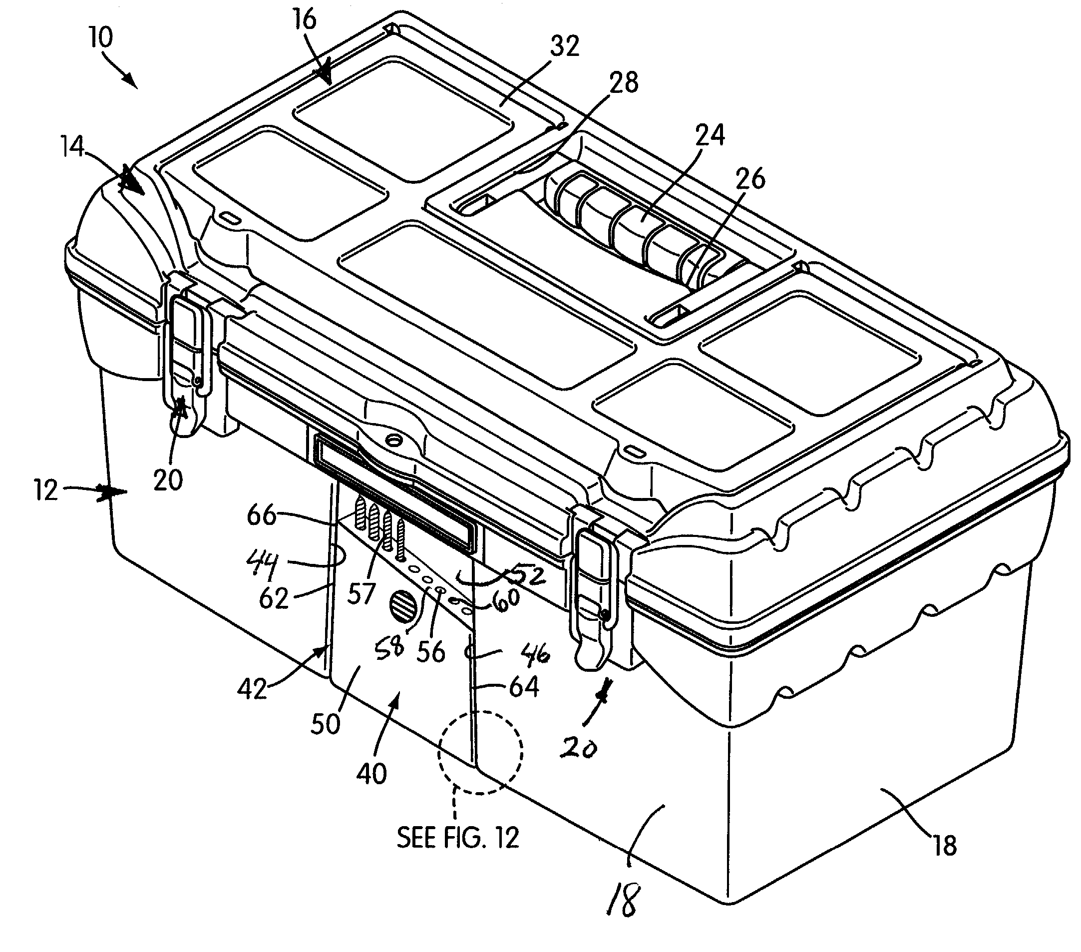 Toolbox with external compartment