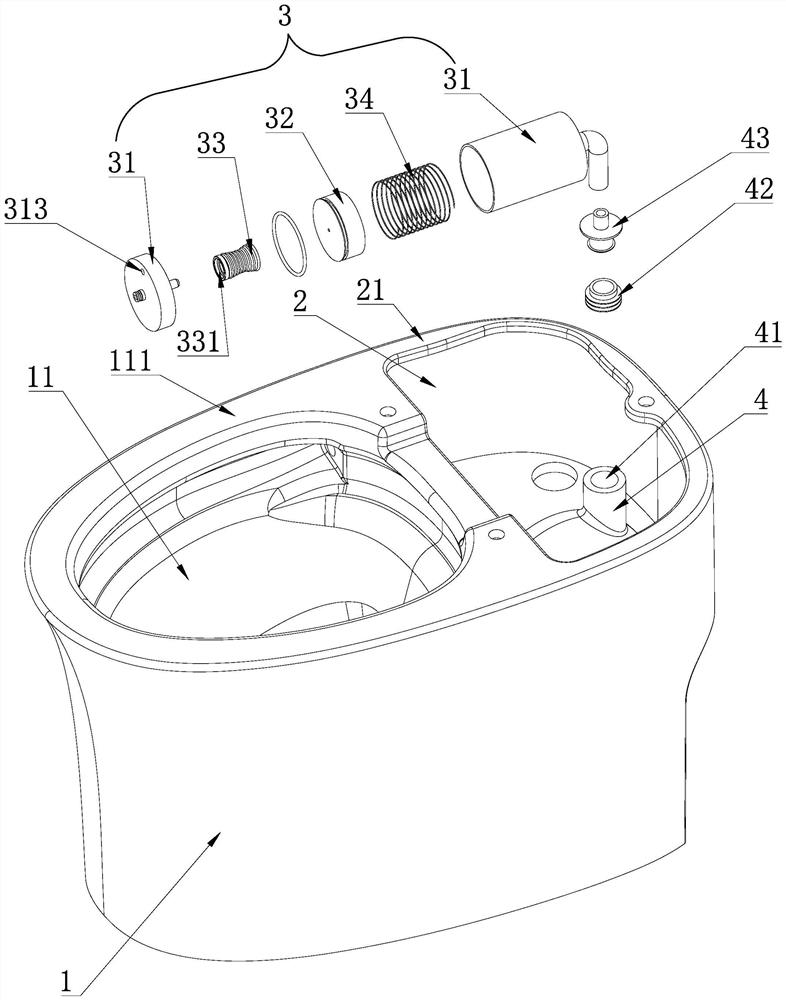 Toilet bowl with low water tank