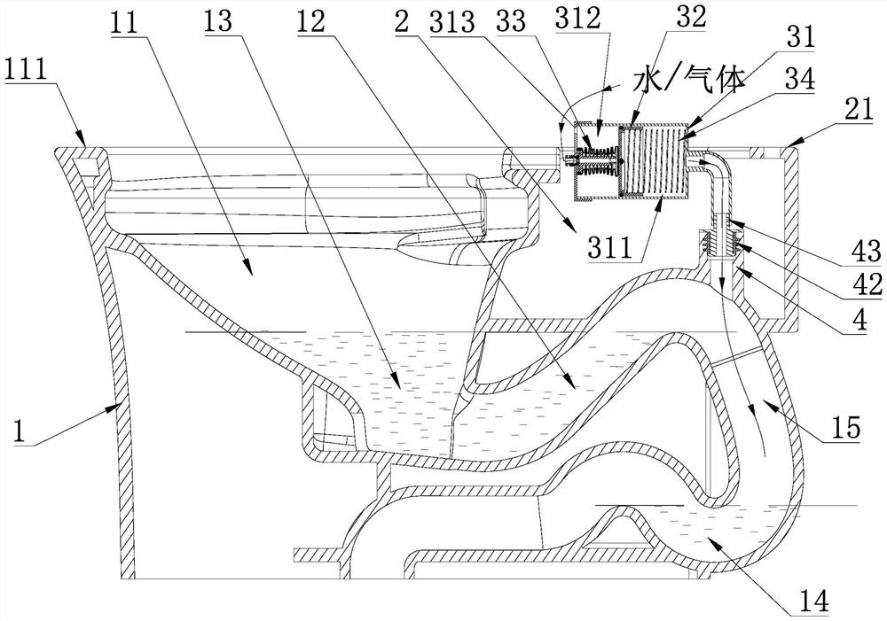 Toilet bowl with low water tank