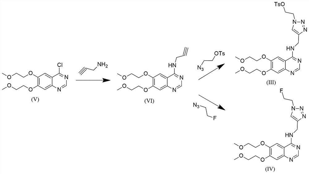 &lt;18&gt;F-labeled EGFR positron imaging agent as well as preparation method and application thereof