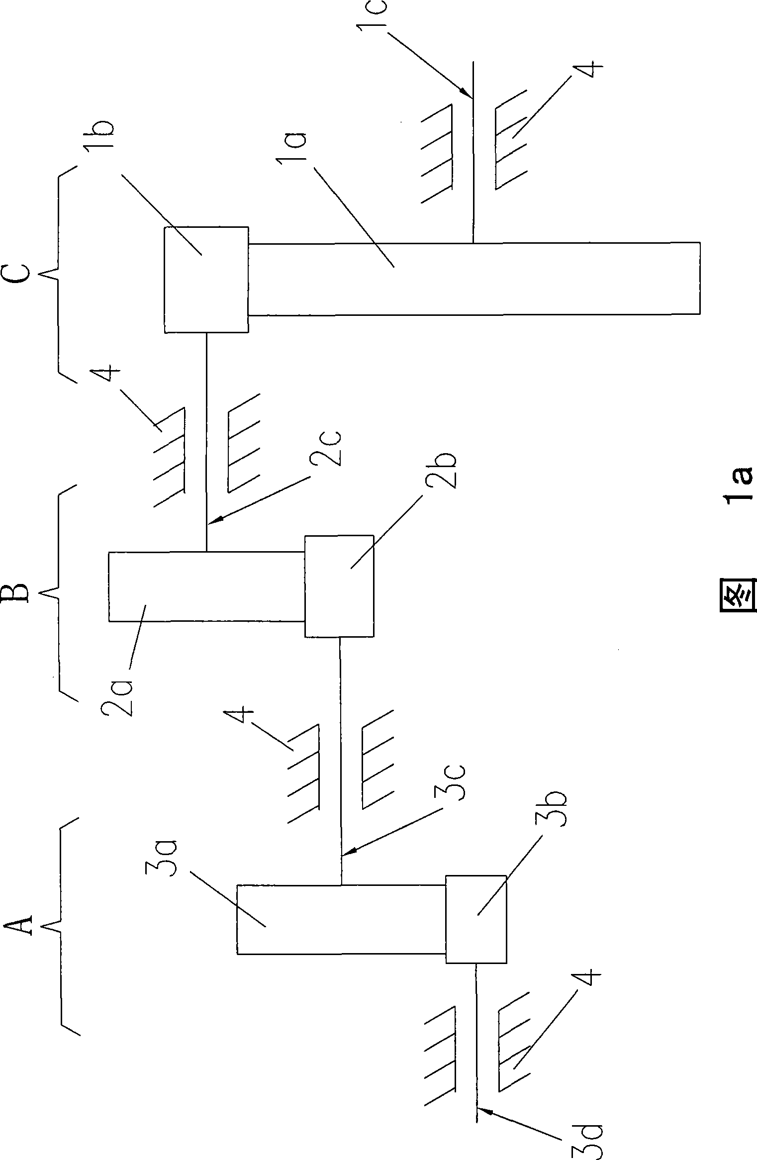 Three-stage gear transmission device