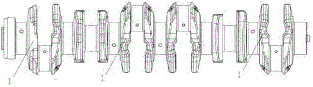 Multi-cylinder diesel engine crankshaft and manufacturing method thereof