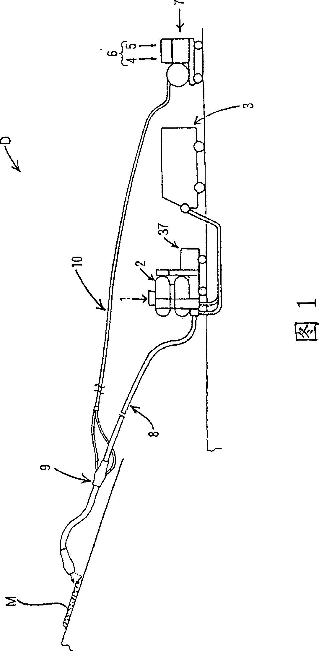 A spraying device of mortar or concrete and a spraying method ofthe mortar or concrete using the device