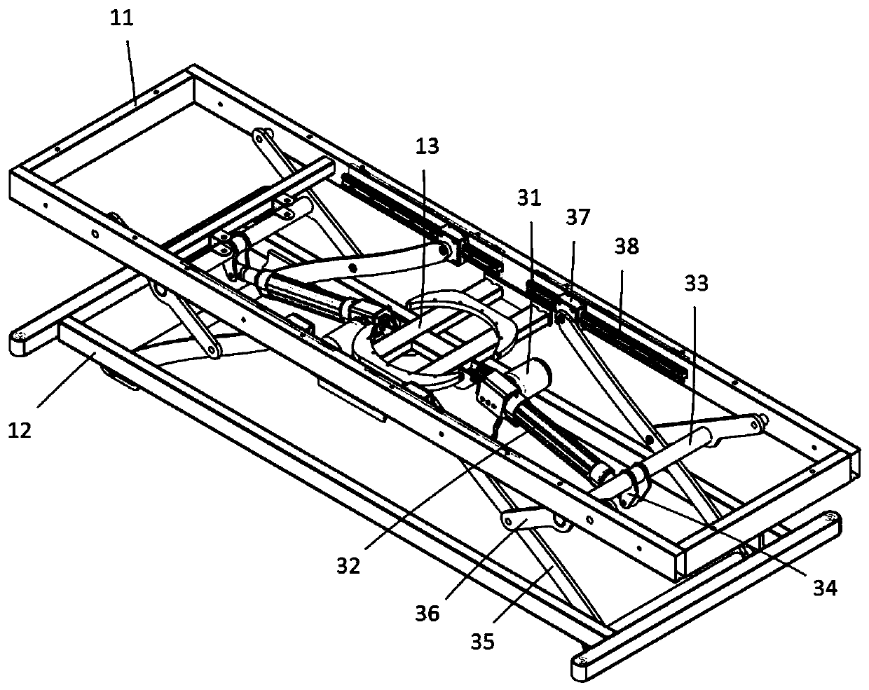 Medical bed able to elevate and rotate