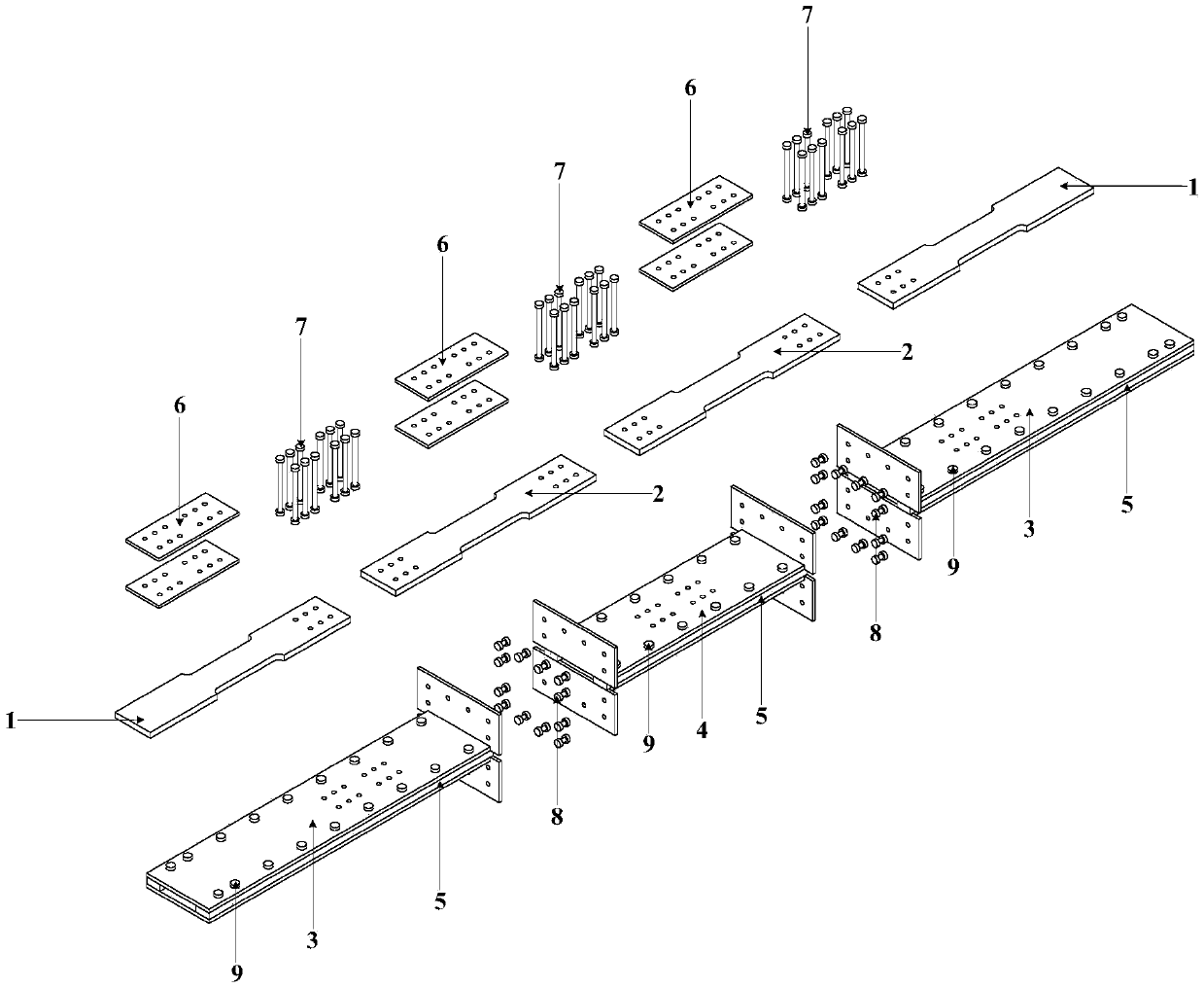 Fully-assembled segmented anti-buckling support with I-shaped cores capable of being directly replaced