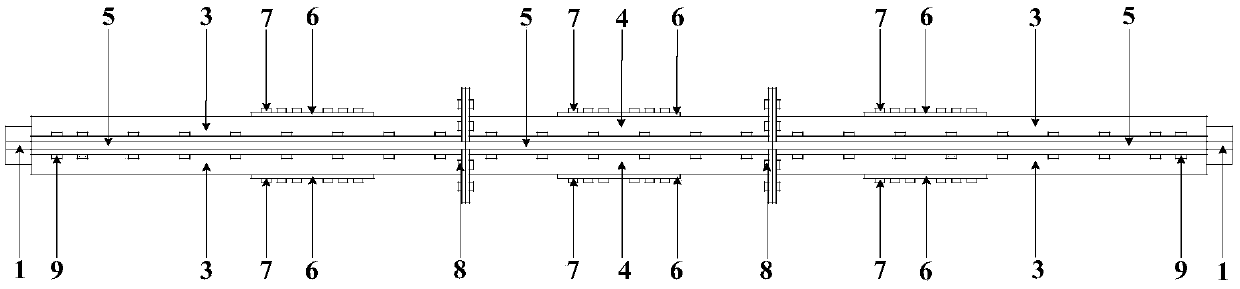 Fully-assembled segmented anti-buckling support with I-shaped cores capable of being directly replaced