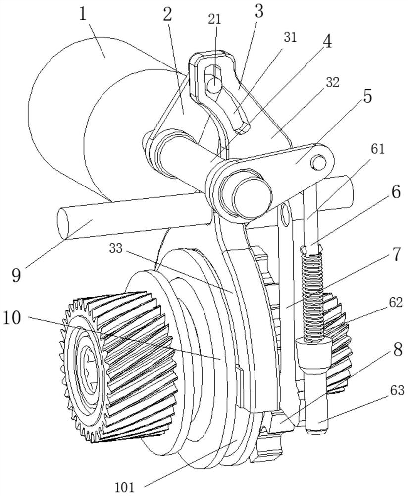 Transmission gear shifting and parking structure and new energy automobile