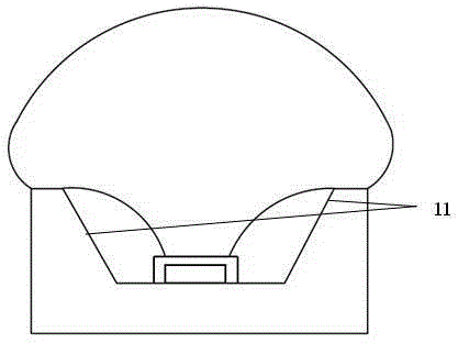 An LED packaging structure with an asymmetric rectangular light spot