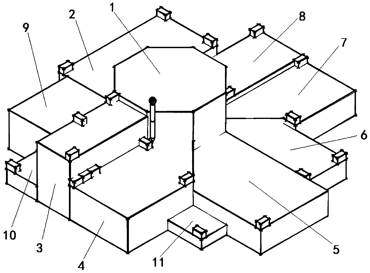 Arranging method and structure of main workshop group of Tokamak magnetically-confined fusion power station