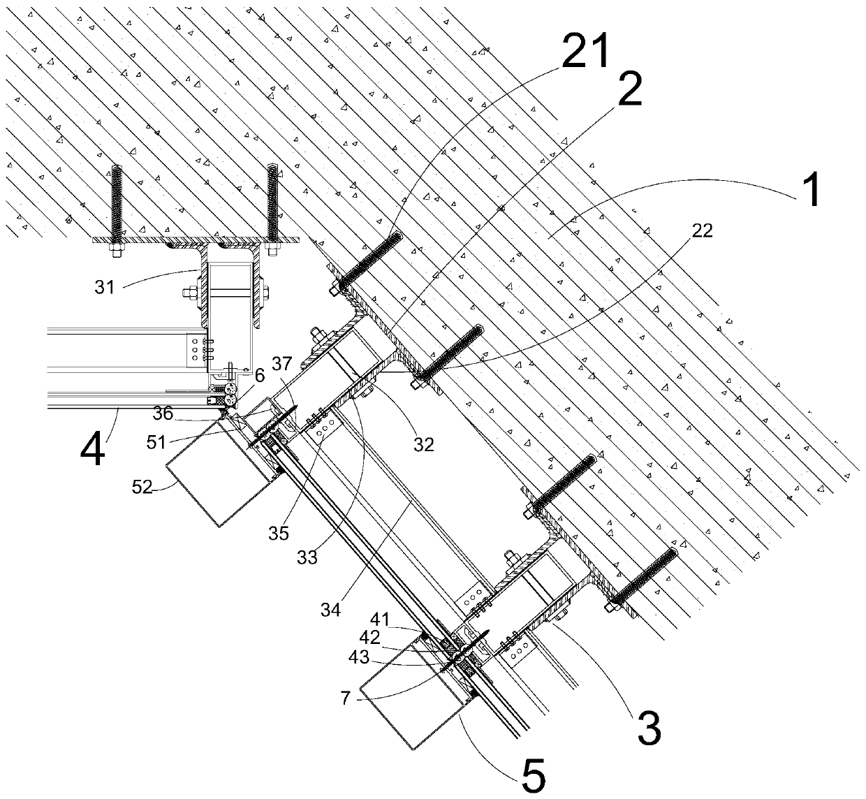 Corner type glass curtain wall structure and installation process