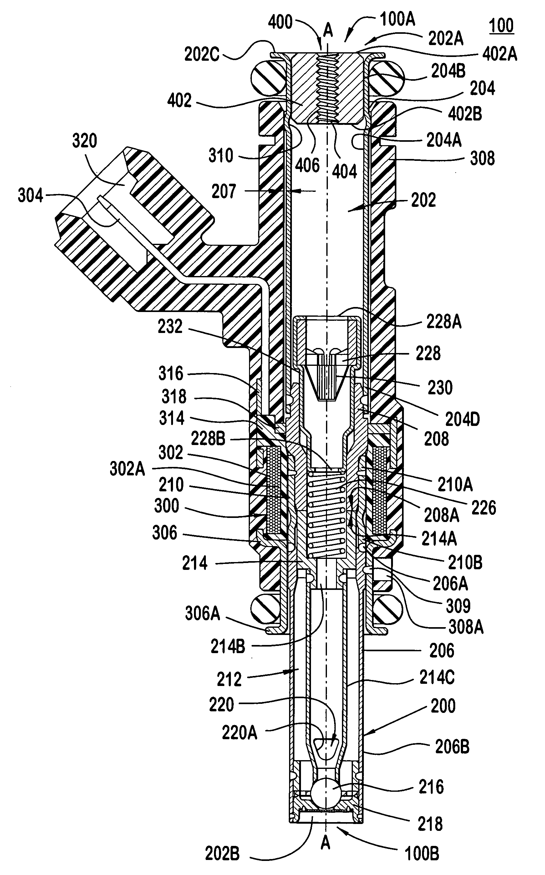 Modular fuel injector with a harmonic damper and method of reducing noise