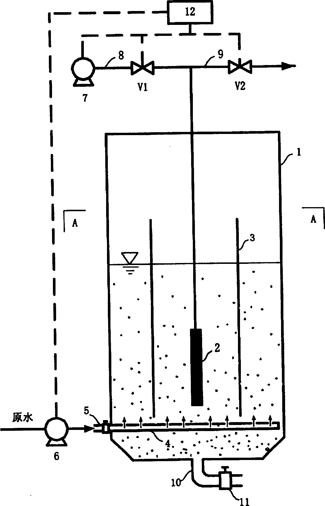 Process and apparatus for wastewater by batched membrane-bioreactor