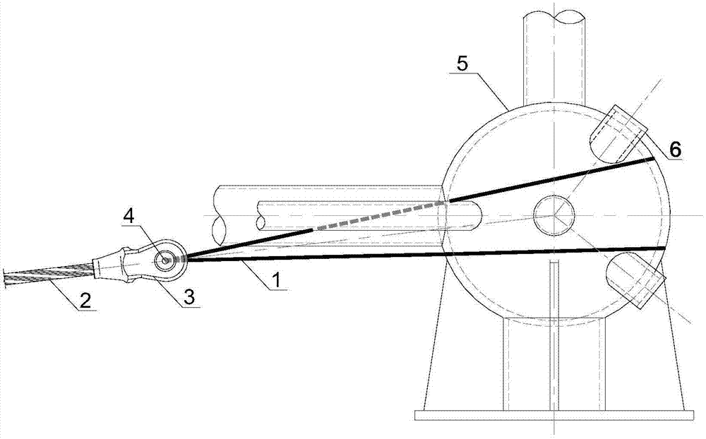 Stay cable joint for open chord strengthening of space structure