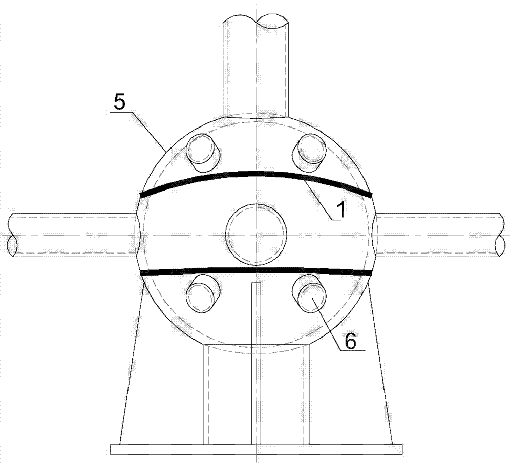 Stay cable joint for open chord strengthening of space structure