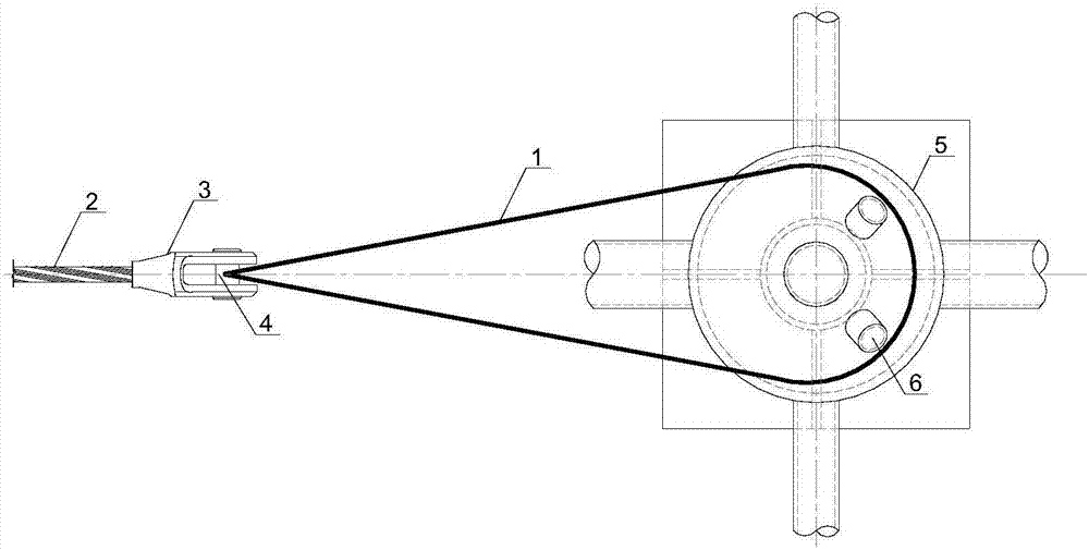 Stay cable joint for open chord strengthening of space structure