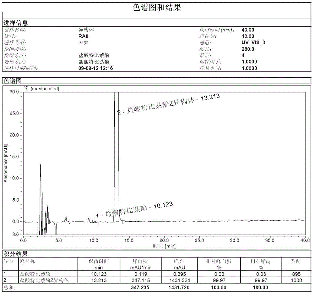 A kind of preparation method of terbinafine hydrochloride z type isomer