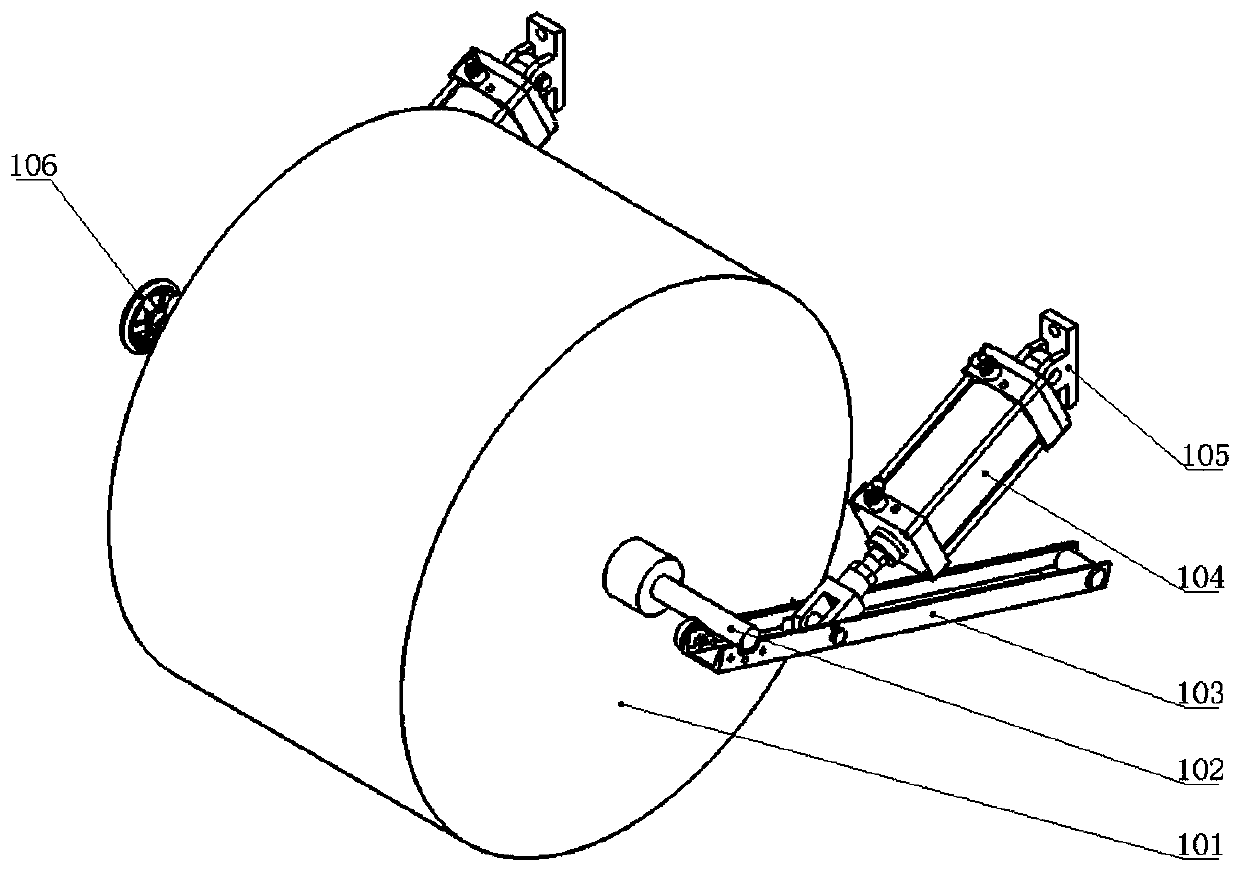 A material feeding device for the first roll of a packaging machine